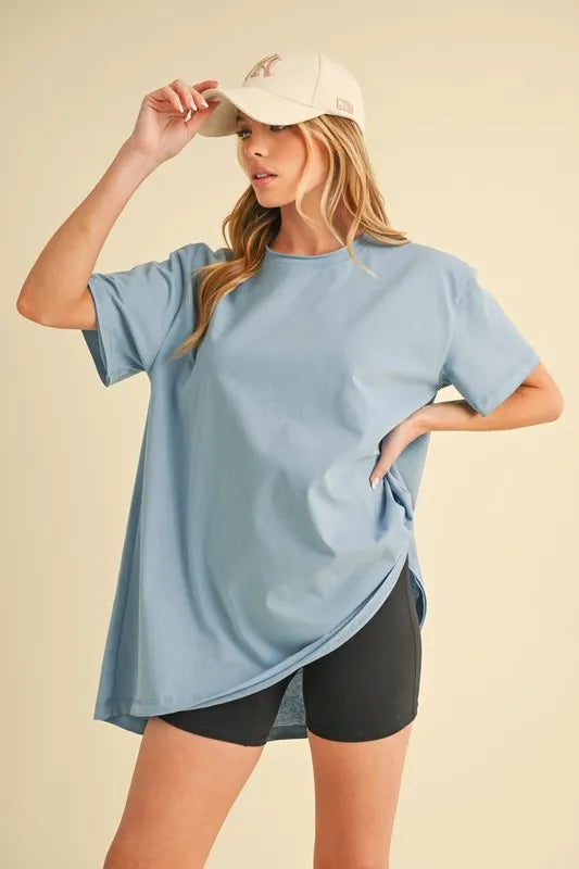 Dacie Short Sleeve Oversized T-Shirt - Blue