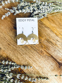 Citrine Metal Rainbow Sun Earrings