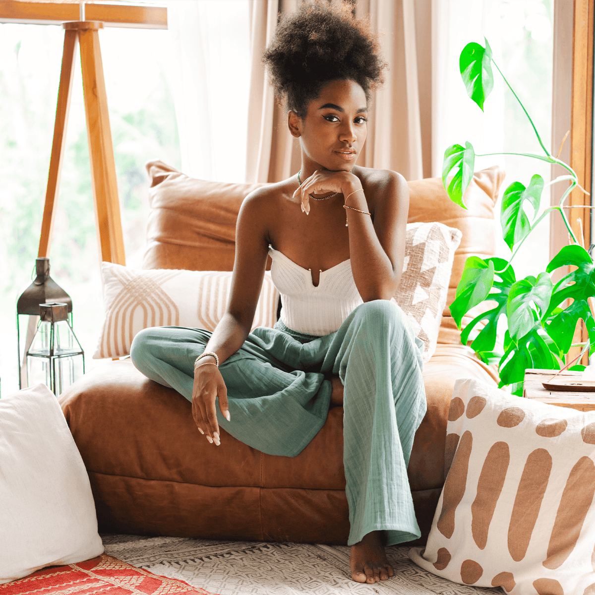 Lotus and Luna Sage Wide Leg Cotton Pants