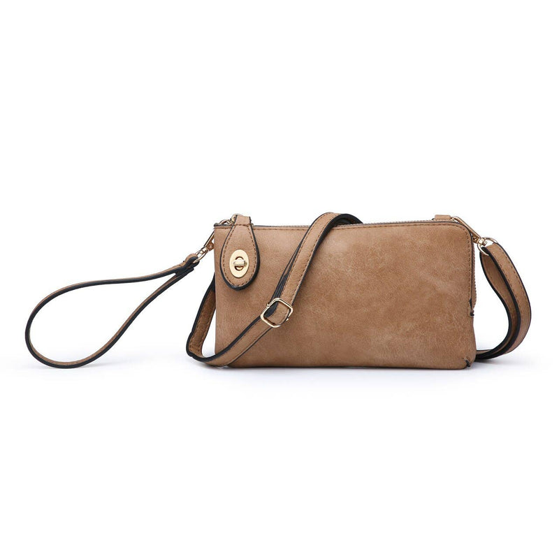 Jen & Co - Kendall Twist Lock Crossbody - Mocha